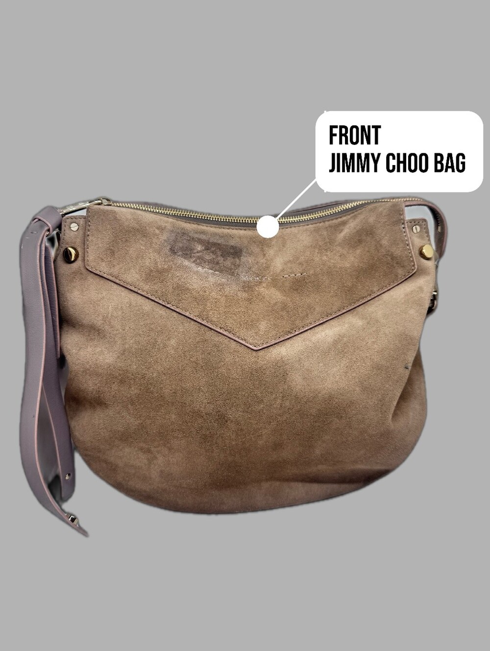 Jimmy Choo Taupe Suede Shoulder Bag